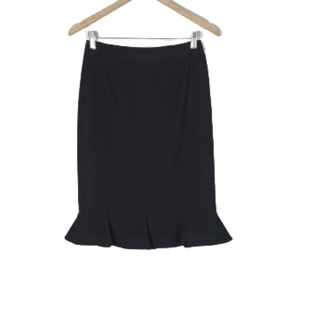 VTG ALGO Black Ruffled Hem Pencil Skirt Women's Size 4